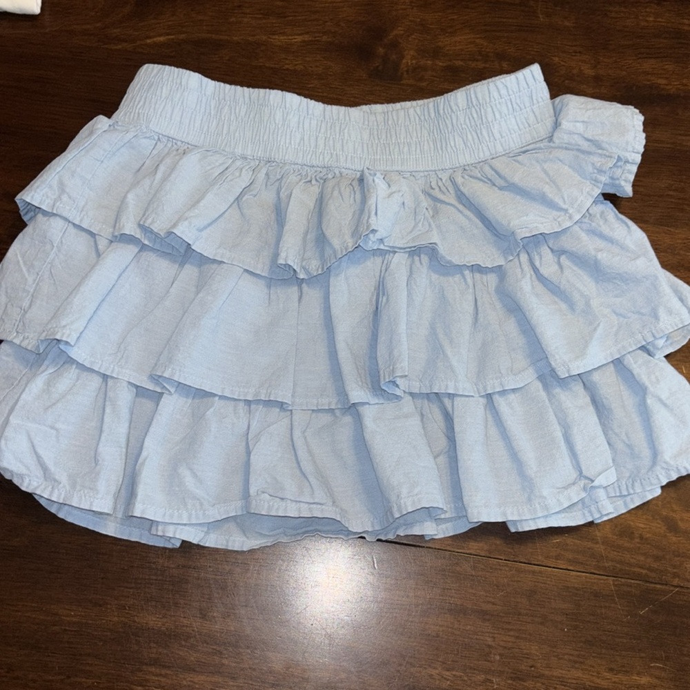Gymboree Crazy 8 white top w ruffles & Lt blue ruffle skirt size 10/12 - Picture 6 of 7